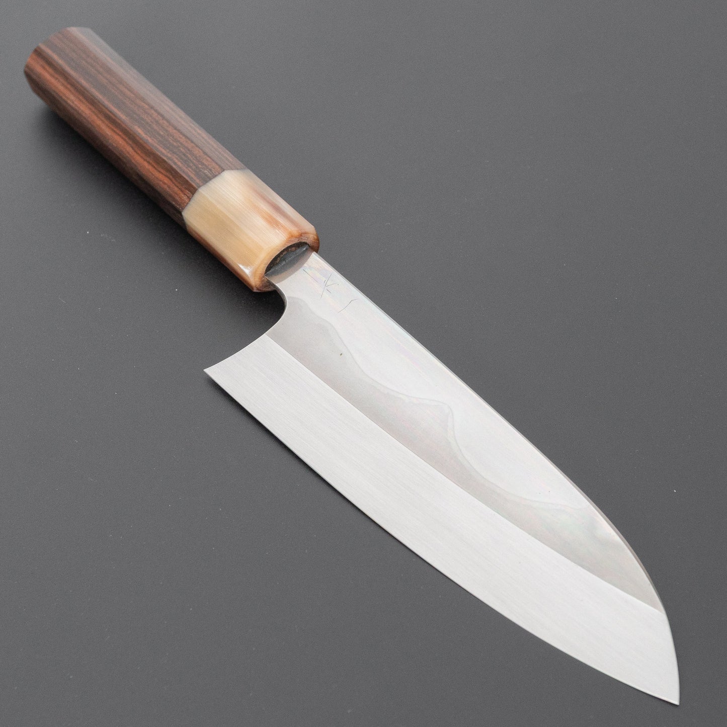 Hitohira Togashi White #1 Fuji Mizu Honyaki Santoku 180mm Taihei Makassar Ebony Handle (#183/ Saya)