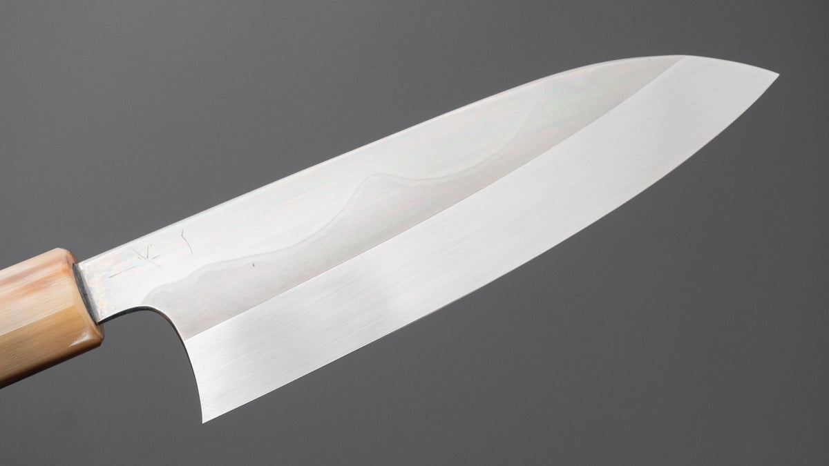 Hitohira Togashi White #1 Fuji Mizu Honyaki Santoku 180mm Taihei Makassar Ebony Handle (#183/ Saya)
