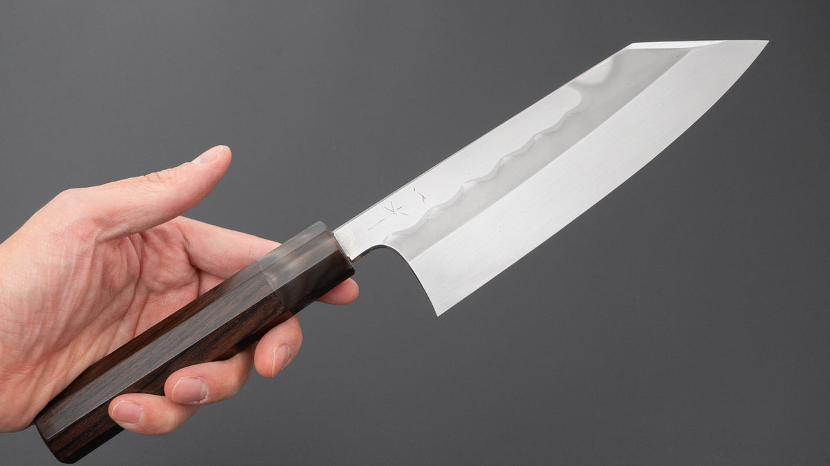 Hitohira Togashi White #1 Notaremon Mizu Honyaki Bunka 180mm Taihei Makassar Ebony Handle (#184/ Saya)