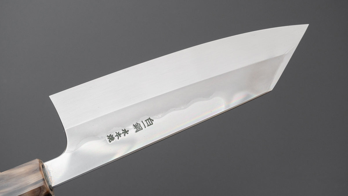 Hitohira Togashi White #1 Notaremon Mizu Honyaki Bunka 180mm Taihei Makassar Ebony Handle (#184/ Saya)