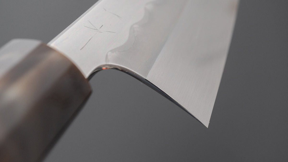 Hitohira Togashi White #1 Notaremon Mizu Honyaki Bunka 180mm Taihei Makassar Ebony Handle (#184/ Saya)