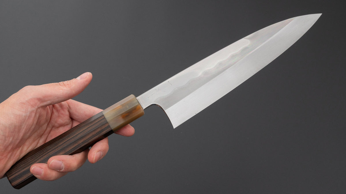 Hitohira Togashi White #1 Notaremon Mizu Honyaki Gyuto 210mm Taihei Makassar Ebony Handle (#185/ Saya)