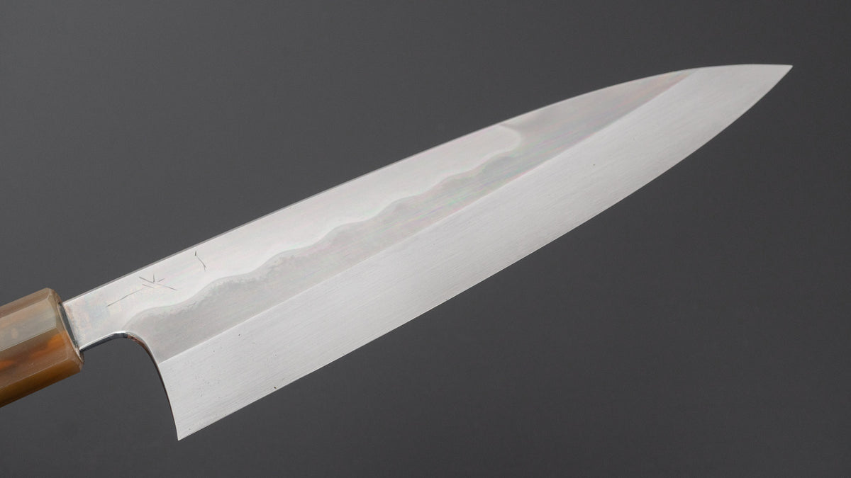 Hitohira Togashi White #1 Notaremon Mizu Honyaki Gyuto 210mm Taihei Makassar Ebony Handle (#185/ Saya)