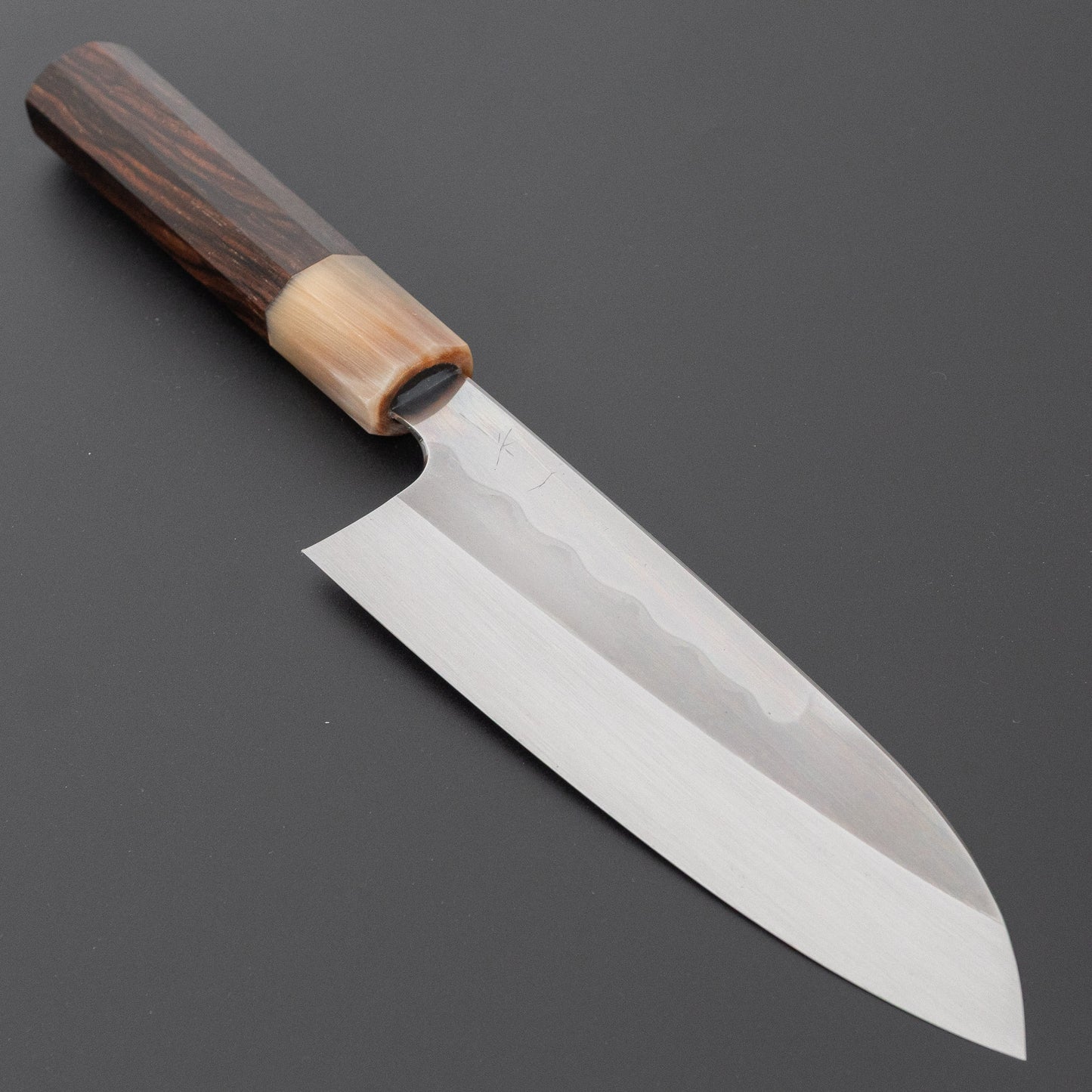 Hitohira Togashi White #1 Notaremon Mizu Honyaki Santoku 180mm Taihei Makassar Ebony Handle (#186/ Saya)