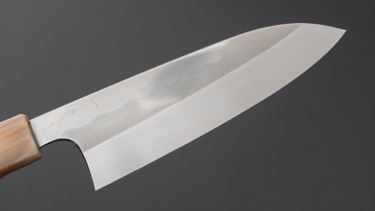 Hitohira Togashi White #1 Notaremon Mizu Honyaki Santoku 180mm Taihei Makassar Ebony Handle (#186/ Saya)