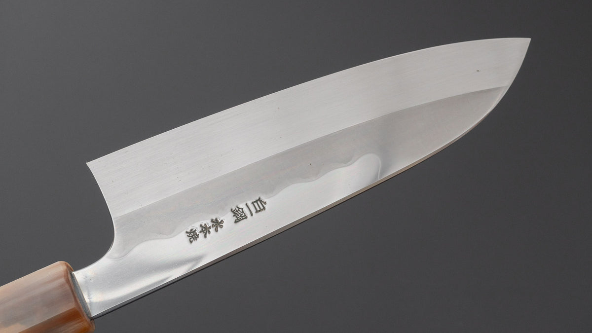Hitohira Togashi White #1 Notaremon Mizu Honyaki Santoku 180mm Taihei Makassar Ebony Handle (#186/ Saya)