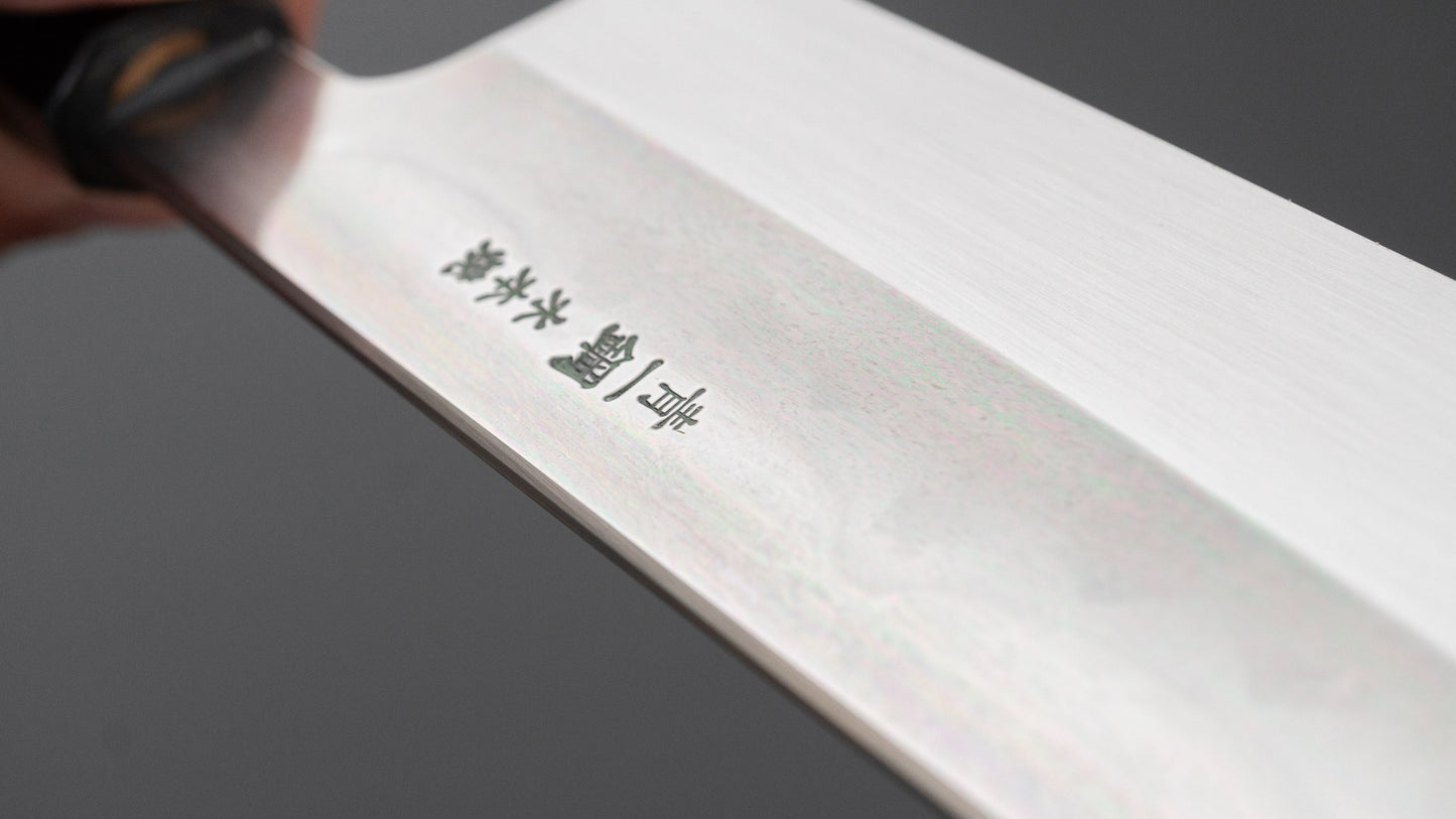 Hitohira Togashi Blue #1 Sanbonsugi Mizu Honyaki Gyuto 240mm Kurokaki Persimmon Handle (#187/ Saya)