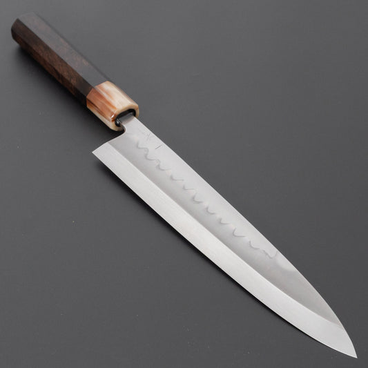 Hitohira Togashi White #2 Mizu Honyaki Mioroshi Deba 240mm Ebony Handle (Old Stock)