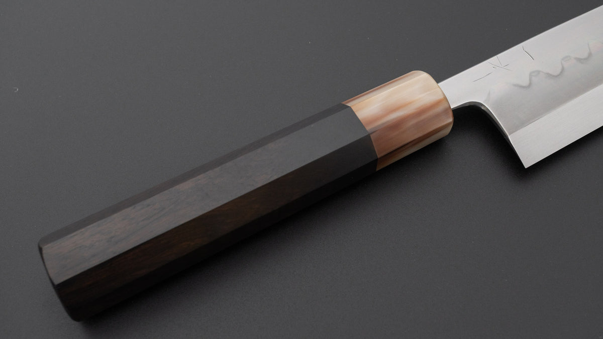 Hitohira Togashi White #2 Mizu Honyaki Mioroshi Deba 240mm Ebony Handle (Old Stock)