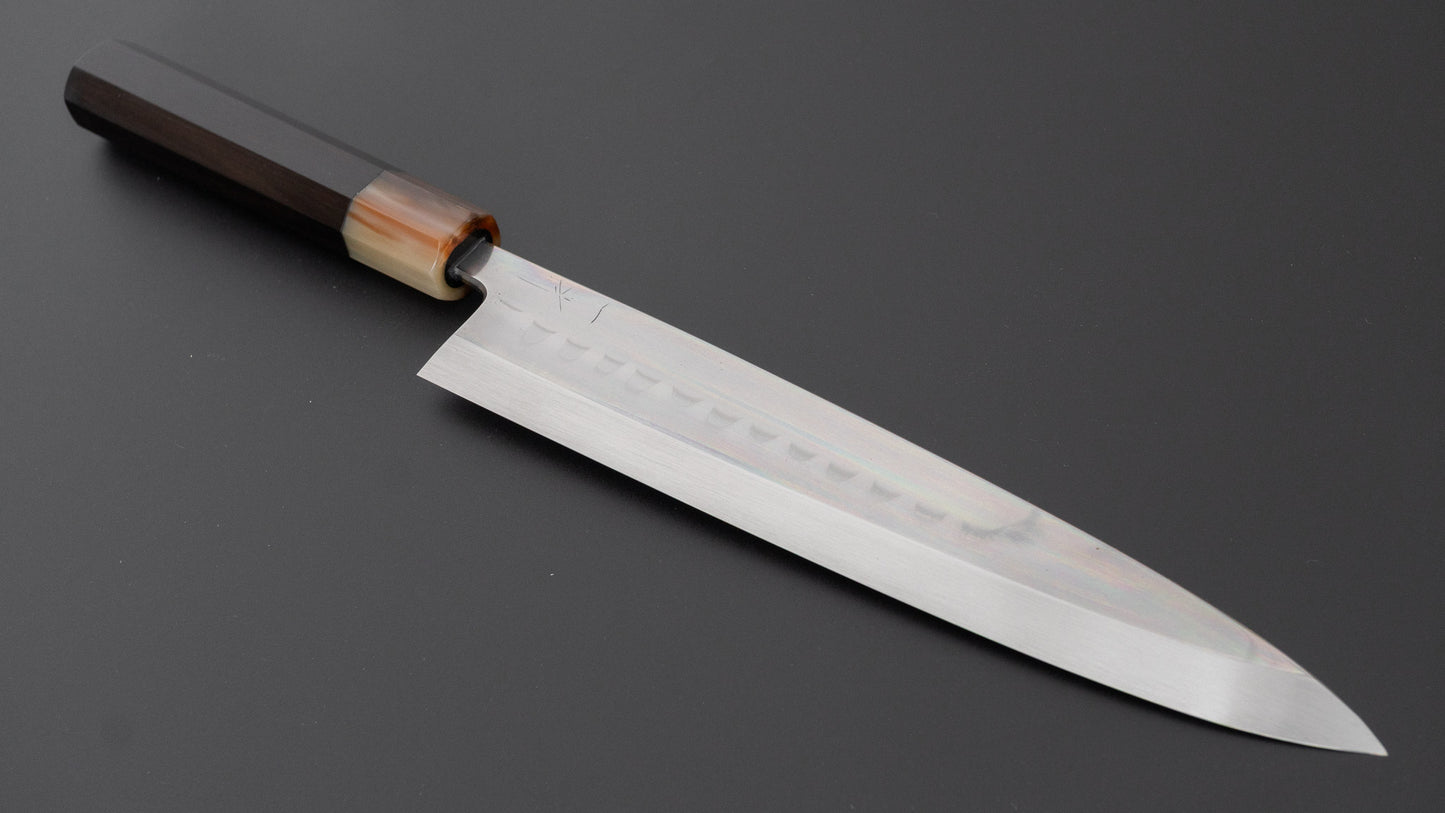 Hitohira Togashi Blue #2 Mizu Honyaki Mioroshi Deba 240mm Ebony Handle (Old Stock)