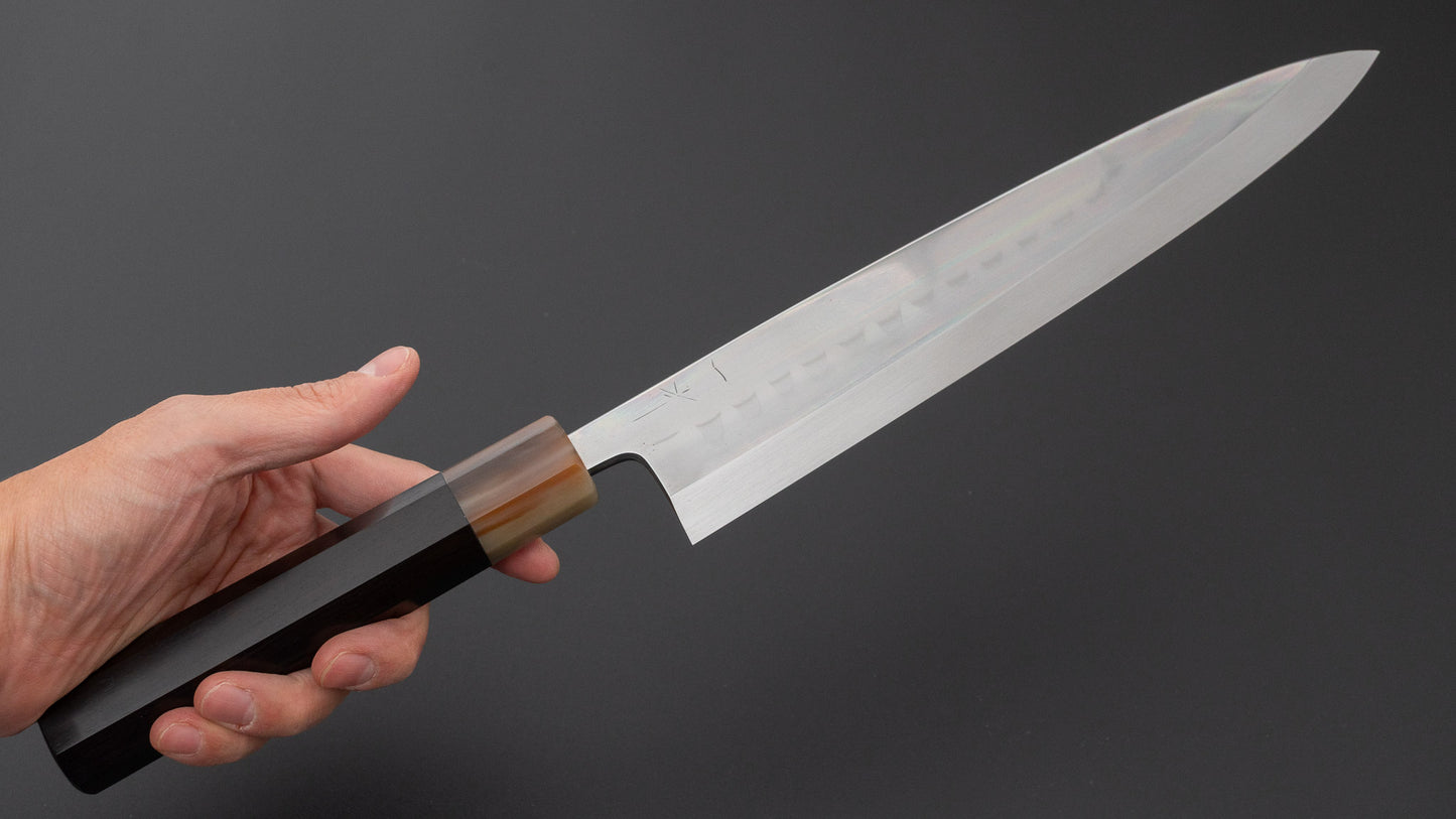 Hitohira Togashi Blue #2 Mizu Honyaki Mioroshi Deba 240mm Ebony Handle (Old Stock)