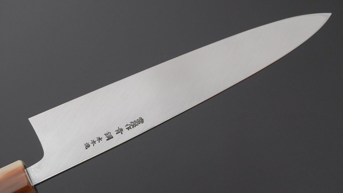 Hitohira Togashi Blue #2 Mizu Honyaki Mioroshi Deba 240mm Ebony Handle (Old Stock)