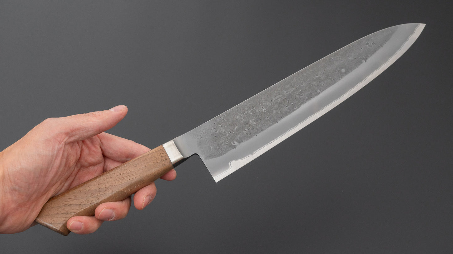 Hitohira TD Blue #2 Stainless Clad Nashiji Yo Gyuto 240mm Walnut Handle