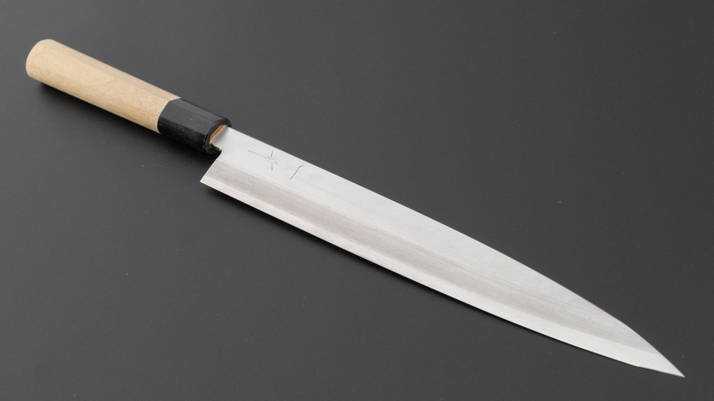 Hitohira Manzo Silver #3 Yanagiba 240mm Ho Wood Handle (D-Shape/ Saya)