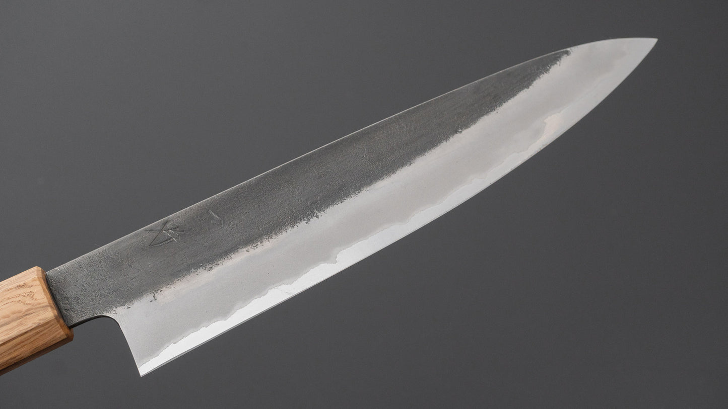ひとひら 日の出 白二鋼 梨地 ステンレス 筋引 210mm 紫檀柄