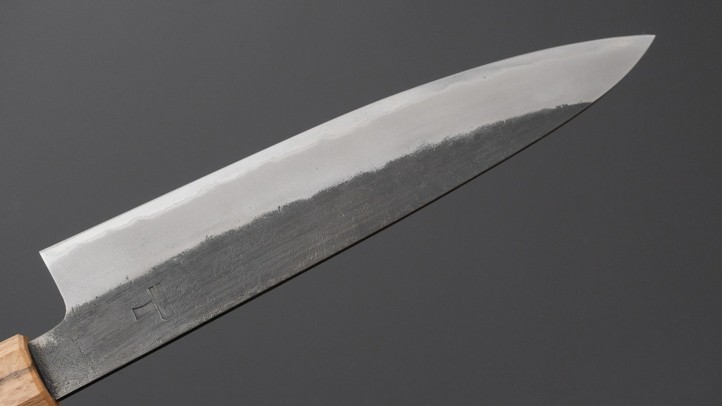 ひとひら 日の出 白二鋼 梨地 ステンレス 筋引 210mm 紫檀柄