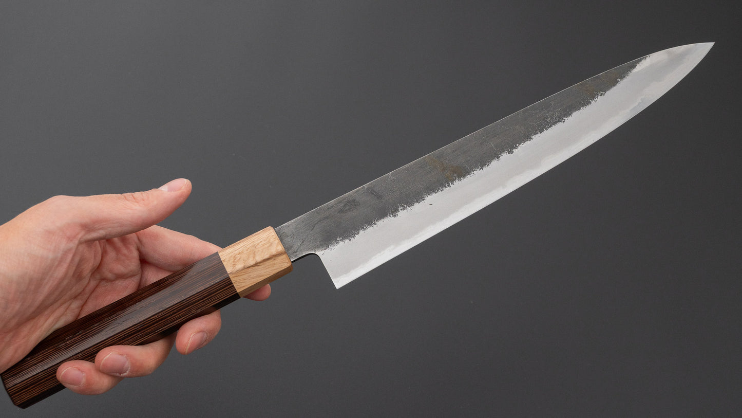 Hitohira Hinode Nashiji White #2 Stainless Clad Sujihiki 240mm Wenge Handle