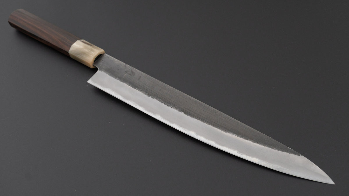 Hitohira Hinode Nashiji White #2 Stainless Clad Sujihiki 270mm Ebony Handle