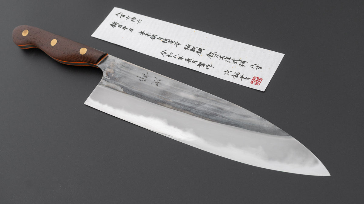 かじや次郎 鎚目 洋式 牛刀 240mm 鉄刀木柄 (#866)