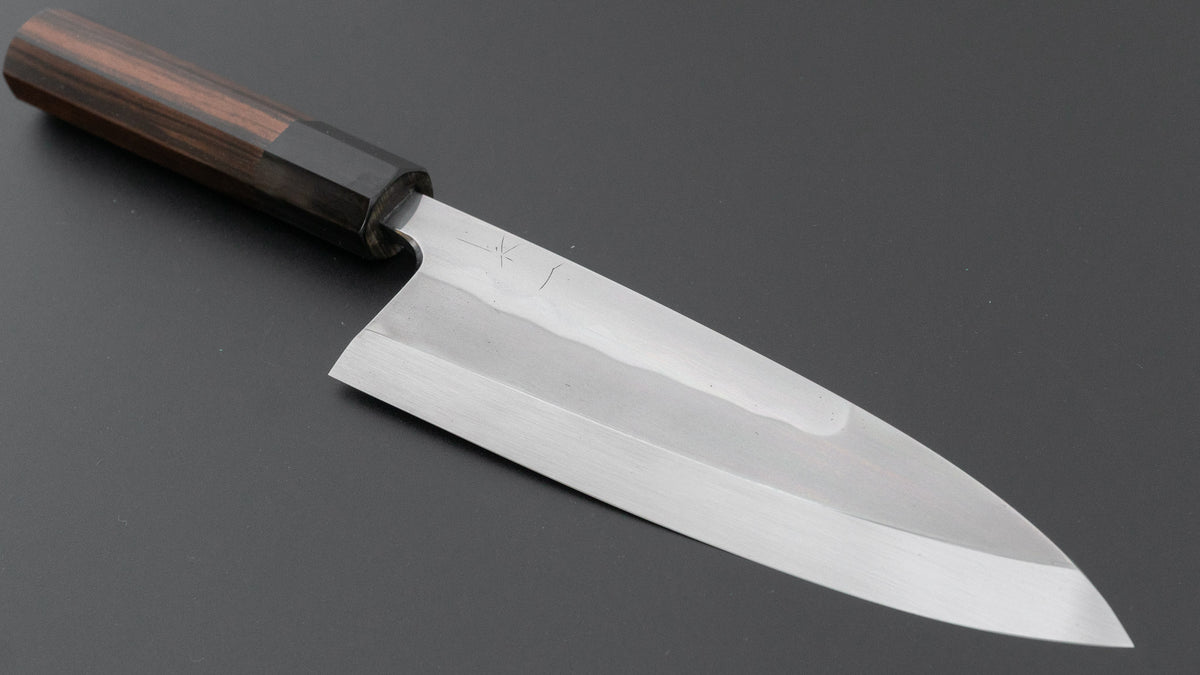 Hitohira Togashi White #1 Notaremon Mizu Honyaki Deba 180mm Taihei Makassar Ebony Handle (#161/ Saya)