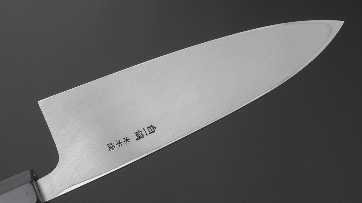 Hitohira Togashi White #1 Notaremon Mizu Honyaki Deba 180mm Taihei Makassar Ebony Handle (#161/ Saya)