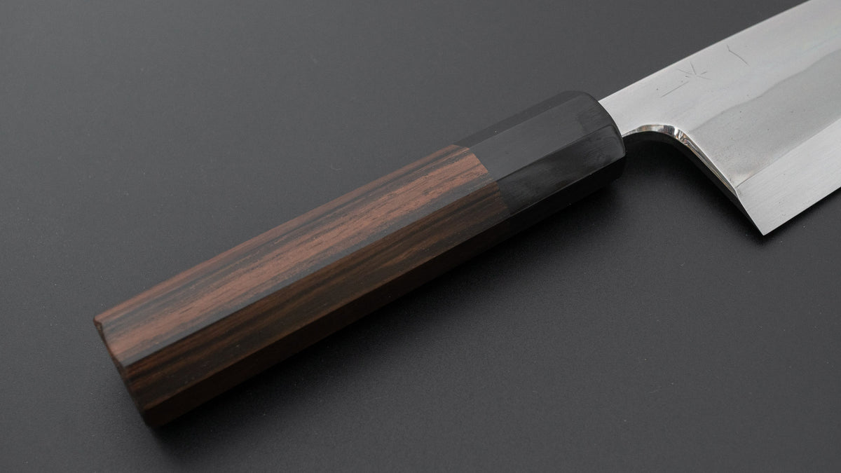 Hitohira Togashi White #1 Notaremon Mizu Honyaki Deba 180mm Taihei Makassar Ebony Handle (#161/ Saya)