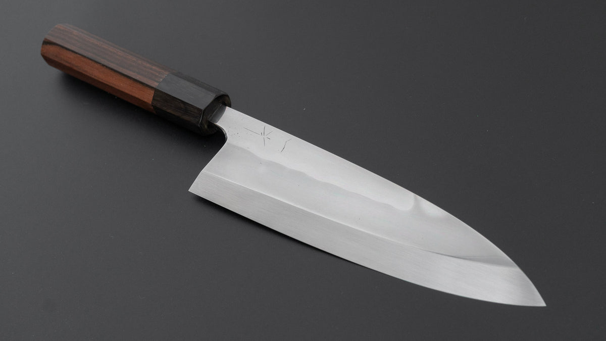 Hitohira Togashi White #1 Notaremon Mizu Honyaki Deba 180mm Taihei Makassar Ebony Handle (#162/ Saya)