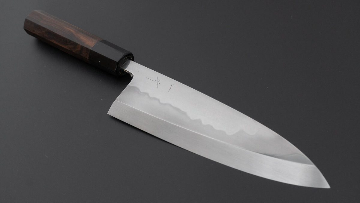 Hitohira Togashi White #2 Mizu Honyaki Deba 195mm Taihei Makassar Ebony Handle (#171/ Saya)
