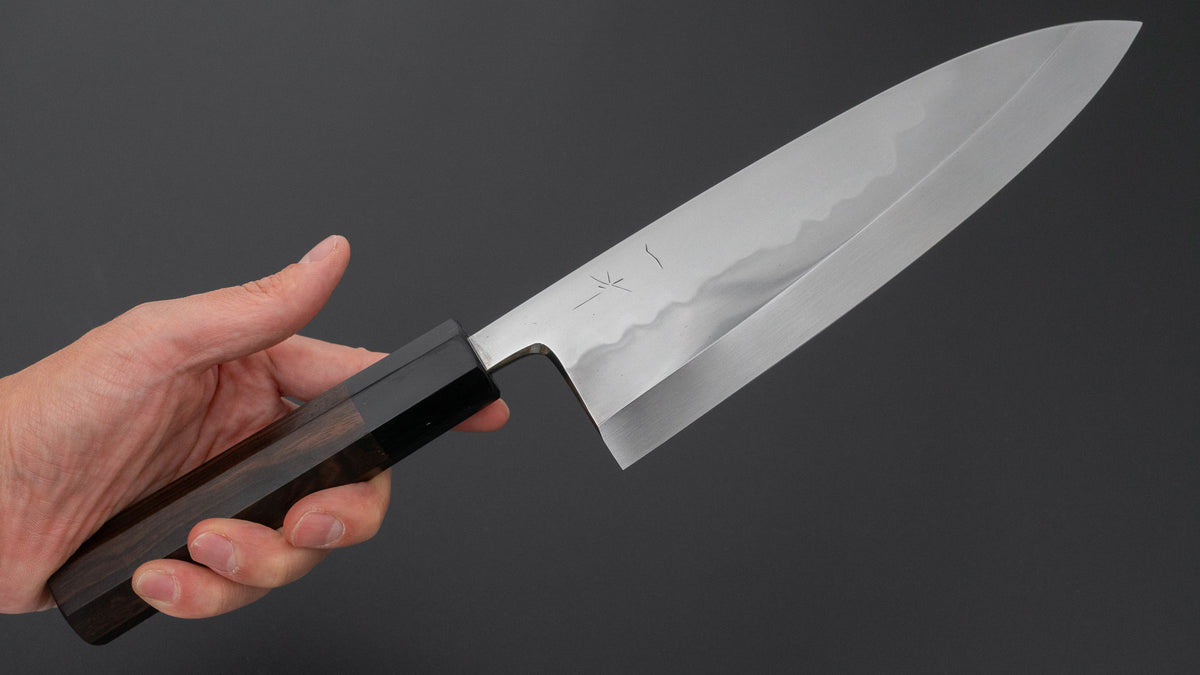 Hitohira Togashi White #2 Mizu Honyaki Deba 195mm Taihei Makassar Ebony Handle (#171/ Saya)