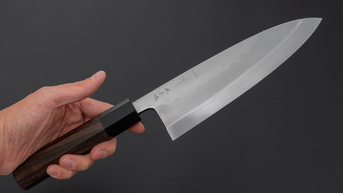 Hitohira Togashi White #2 Mizu Honyaki Deba 195mm Taihei Makassar Ebony Handle (#172/ Saya)