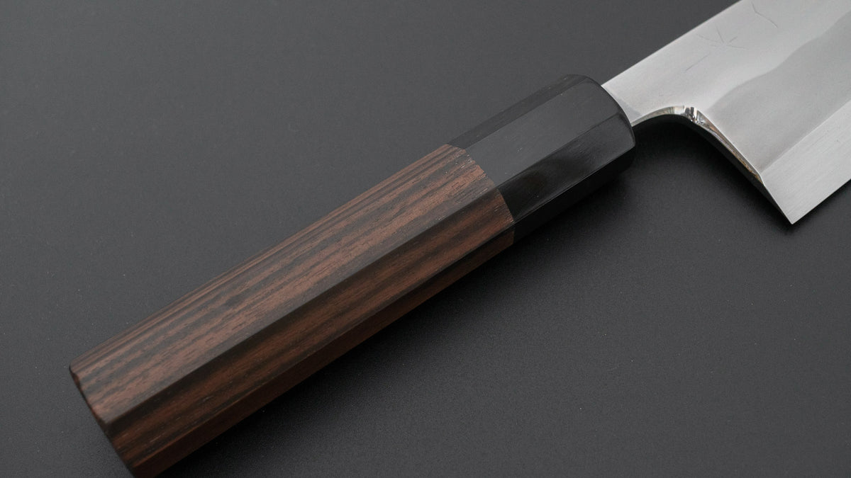 Hitohira Togashi White #1 Notaremon Mizu Honyaki Deba 180mm Taihei Makassar Ebony Handle (#176/ Saya)
