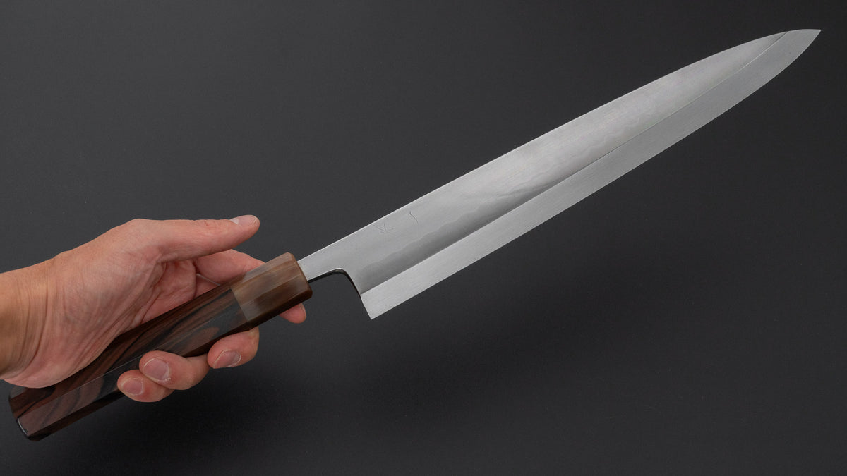 Hitohira Togashi White #2 Mizu Honyaki Mioroshi Deba 300mm Taihei Makassar Ebony Handle (#182)