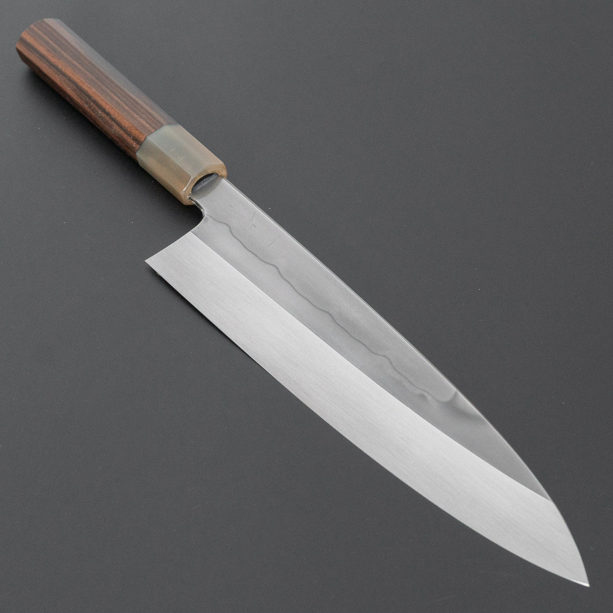Hitohira Togashi White #1 Sanbonsugi Mizu Honyaki Gyuto 240mm Taihei Makassar Ebony Handle (#188/ Saya)