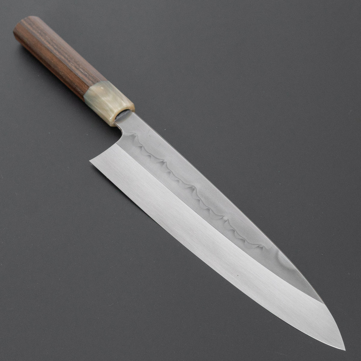 Hitohira Togashi White #1 Sanbonsugi Mizu Honyaki Gyuto 240mm Taihei Makassar Ebony Handle (#189/ Saya)