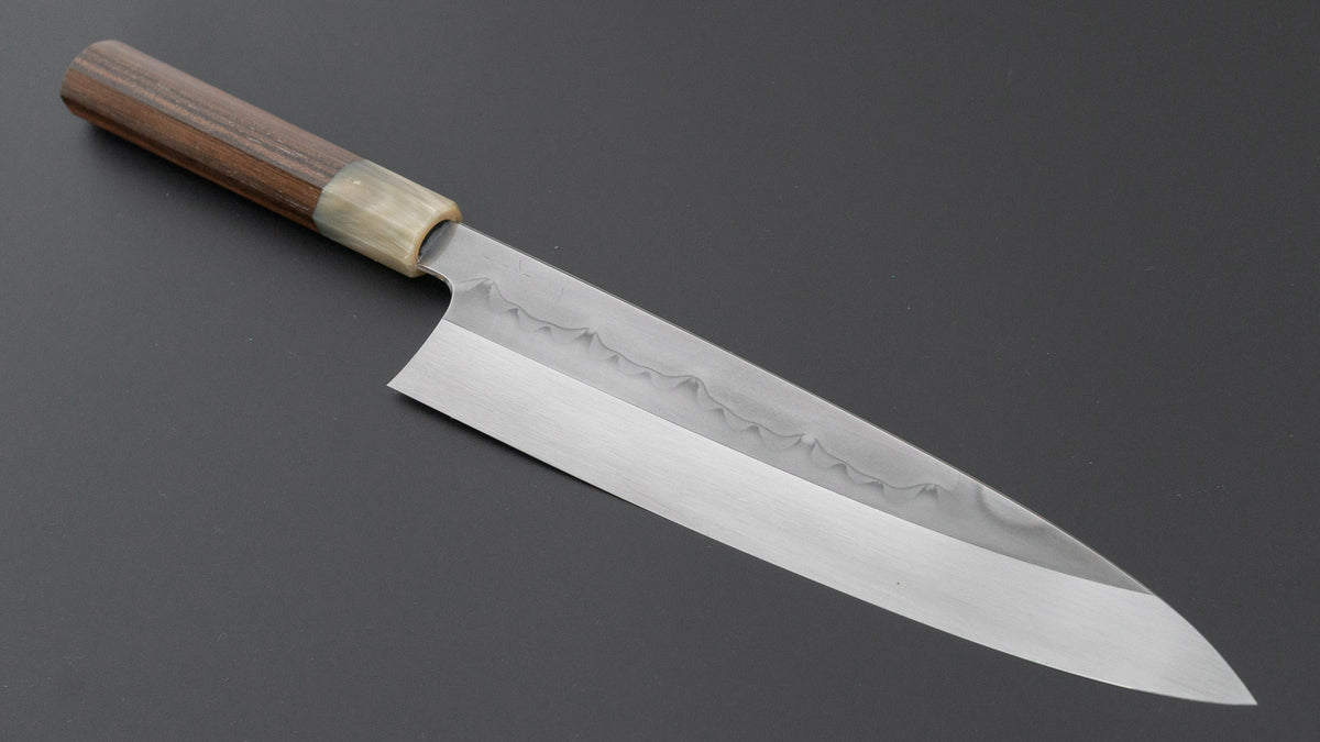 Hitohira Togashi White #1 Sanbonsugi Mizu Honyaki Gyuto 240mm Taihei Makassar Ebony Handle (#189/ Saya)