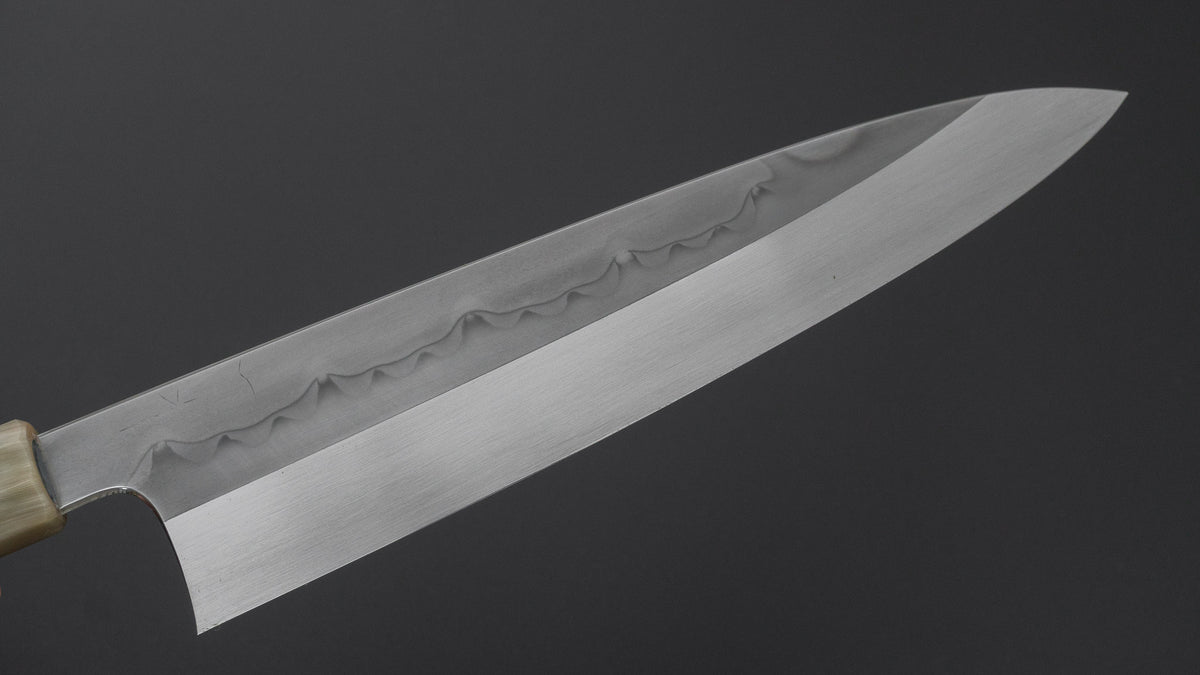 Hitohira Togashi White #1 Sanbonsugi Mizu Honyaki Gyuto 240mm Taihei Makassar Ebony Handle (#189/ Saya)