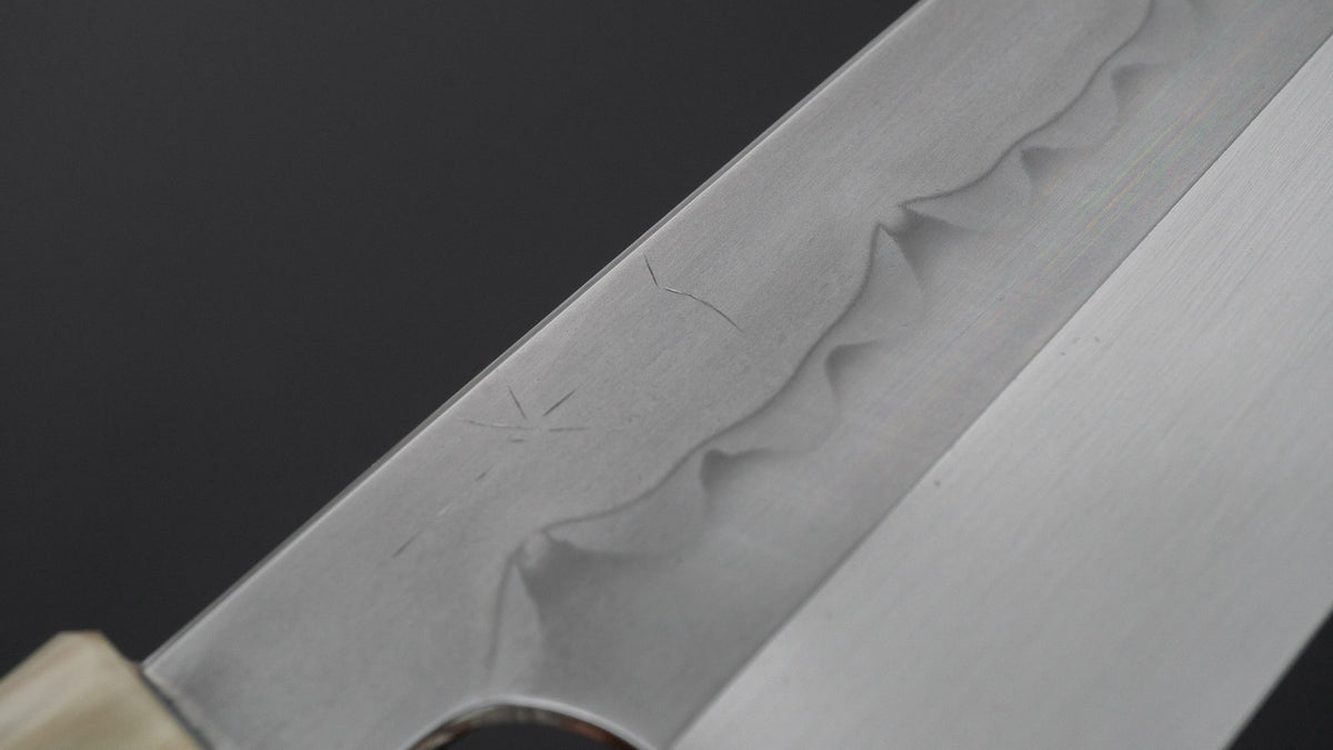 Hitohira Togashi White #1 Sanbonsugi Mizu Honyaki Gyuto 240mm Taihei Makassar Ebony Handle (#189/ Saya)