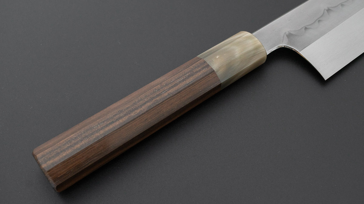 Hitohira Togashi White #1 Sanbonsugi Mizu Honyaki Gyuto 240mm Taihei Makassar Ebony Handle (#189/ Saya)