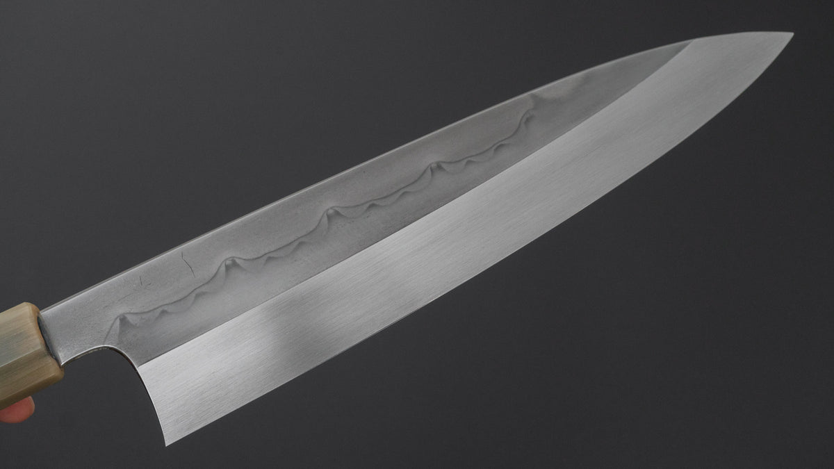 Hitohira Togashi White #1 Sanbonsugi Mizu Honyaki Gyuto 240mm Taihei Makassar Ebony Handle (#190/ Saya)