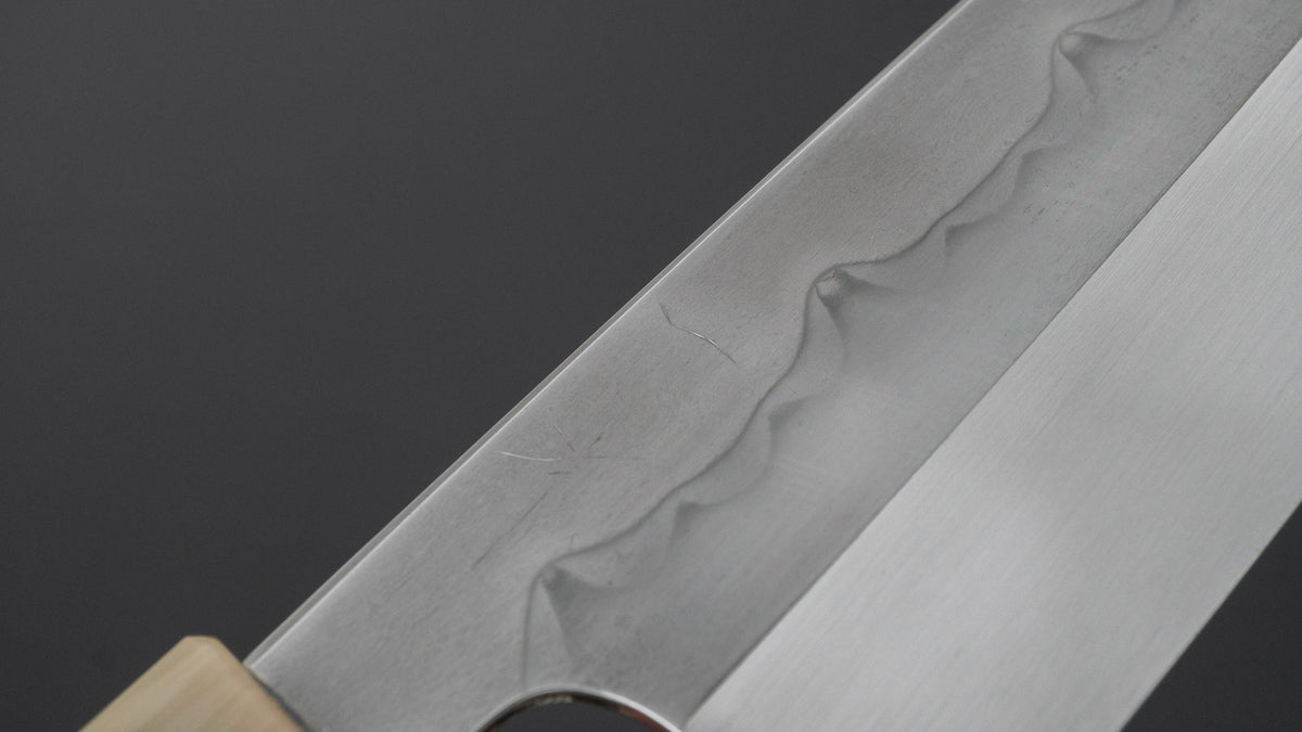 Hitohira Togashi White #1 Sanbonsugi Mizu Honyaki Gyuto 240mm Taihei Makassar Ebony Handle (#190/ Saya)