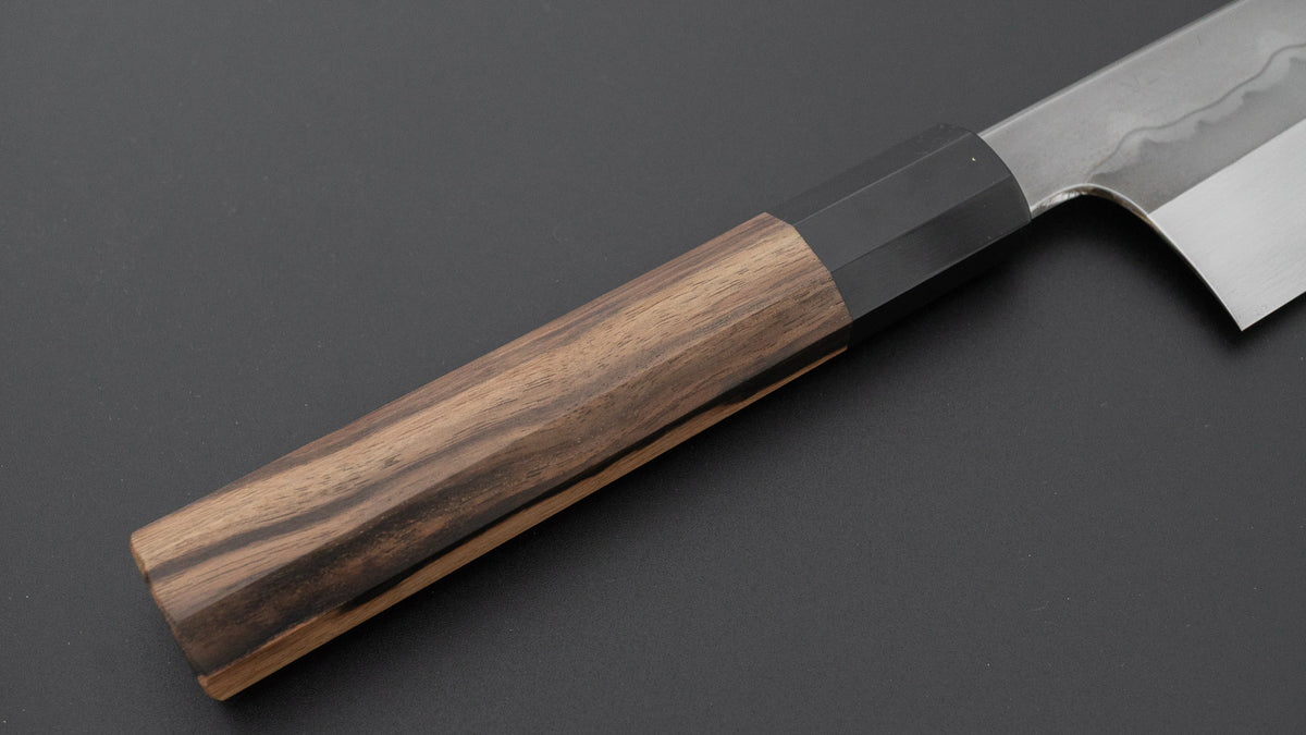 Hitohira Togashi White #1 Sanbonsugi Mizu Honyaki Gyuto 240mm Kurokaki Persimmon Handle (#191/ Saya)