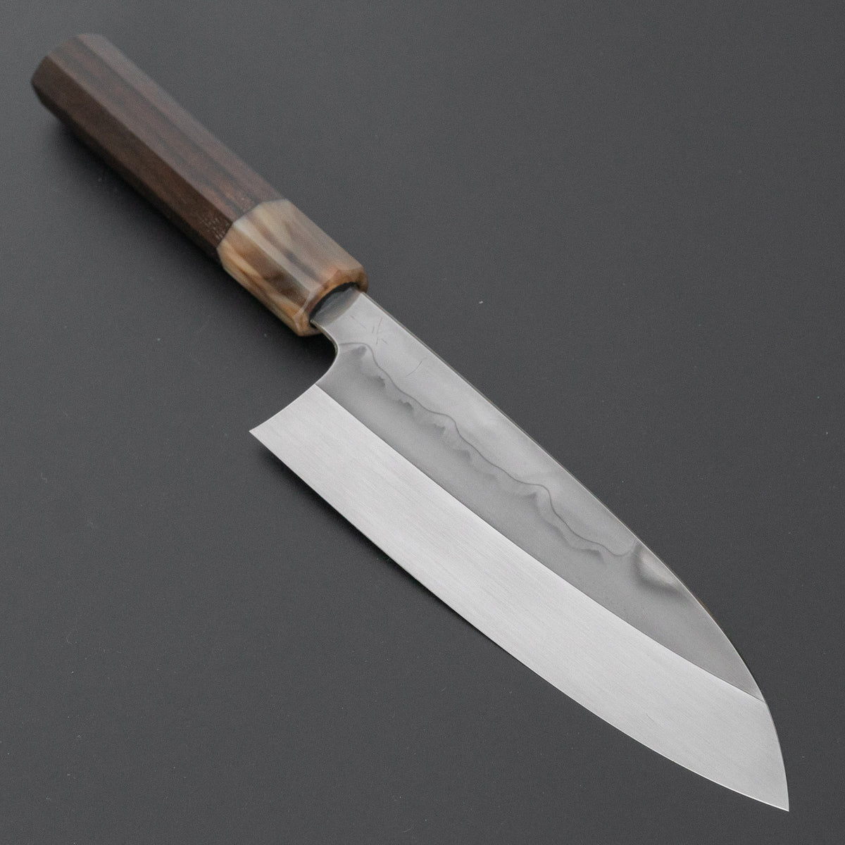 Hitohira Togashi White #1 Sanbonsugi Mizu Honyaki Santoku 180mm Taihei Makassar Ebony Handle (#193/ Saya)