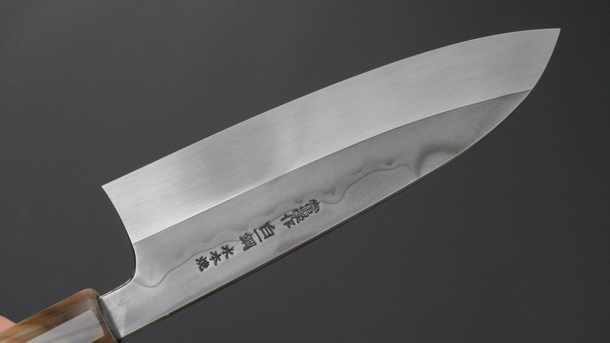 Hitohira Togashi White #1 Sanbonsugi Mizu Honyaki Santoku 180mm Taihei Makassar Ebony Handle (#193/ Saya)