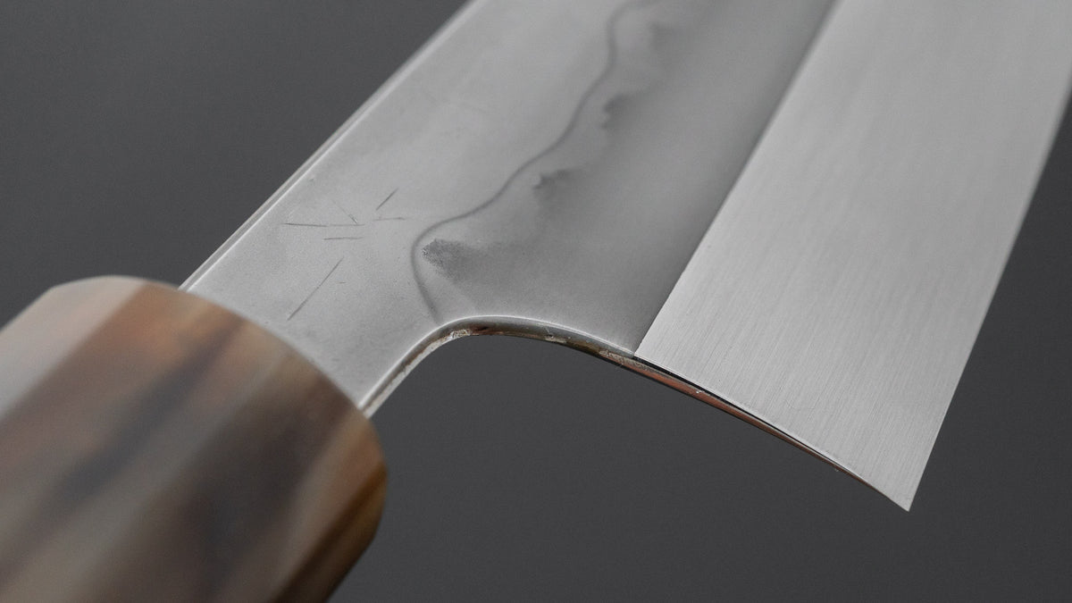 Hitohira Togashi White #1 Sanbonsugi Mizu Honyaki Santoku 180mm Taihei Makassar Ebony Handle (#193/ Saya)