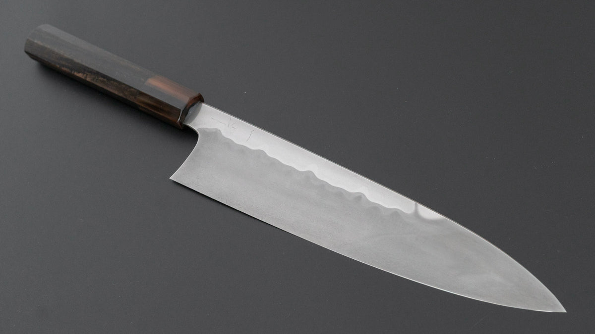 Hitohira Togashi White #1 Sanbonsugi Mizu Honyaki Gyuto 240mm Taihei Ebony Handle (#192/ Saya)