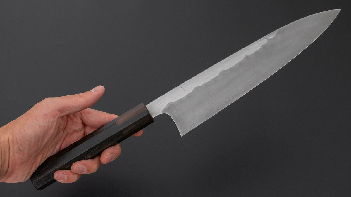 Hitohira Togashi White #1 Sanbonsugi Mizu Honyaki Gyuto 240mm Taihei Ebony Handle (#192/ Saya)