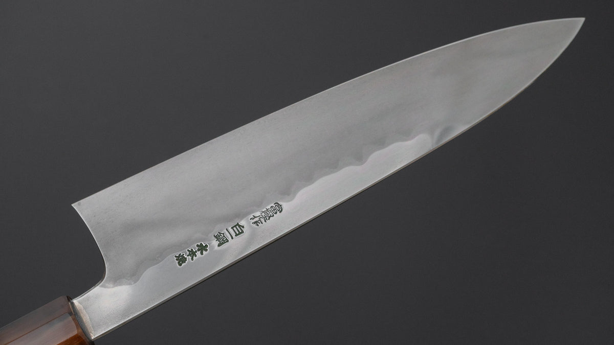 Hitohira Togashi White #1 Sanbonsugi Mizu Honyaki Gyuto 240mm Taihei Ebony Handle (#192/ Saya)