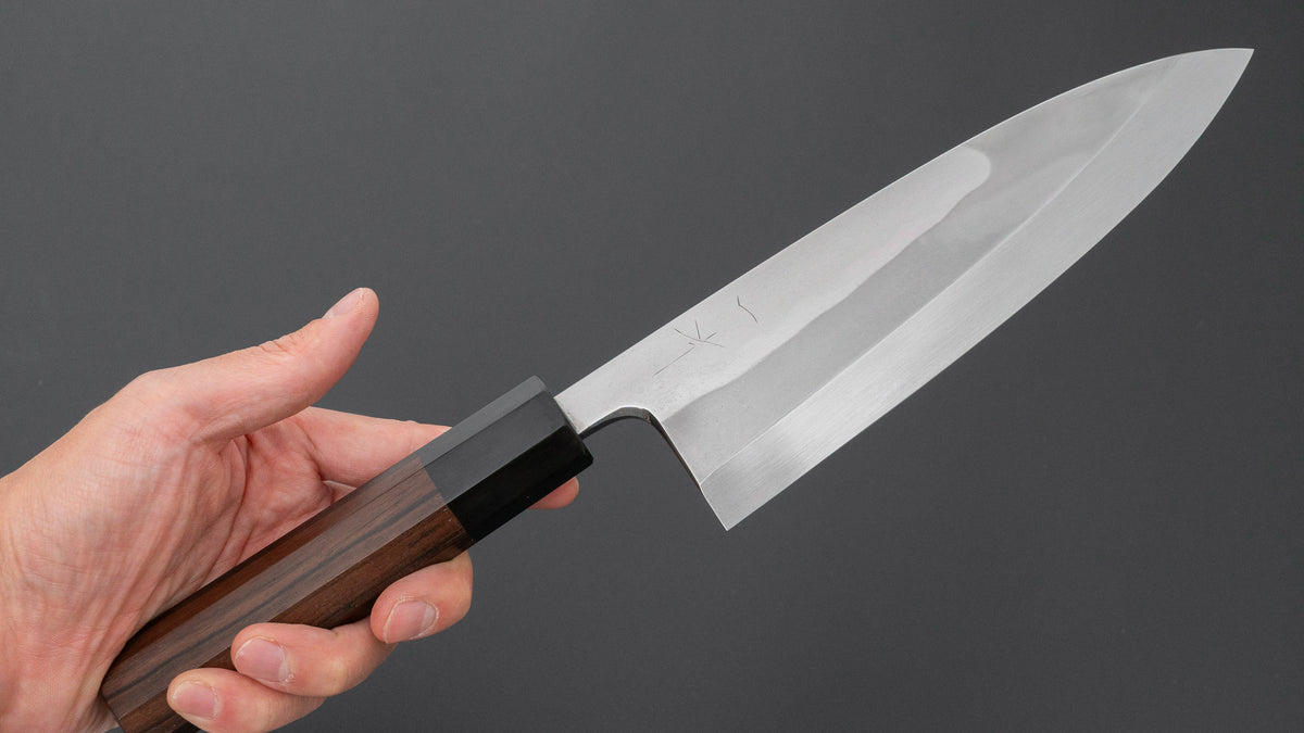 Hitohira Togashi White #1 Notaremon Mizu Honyaki Deba 180mm Taihei Makassar Ebony Handle (#195/ Saya)