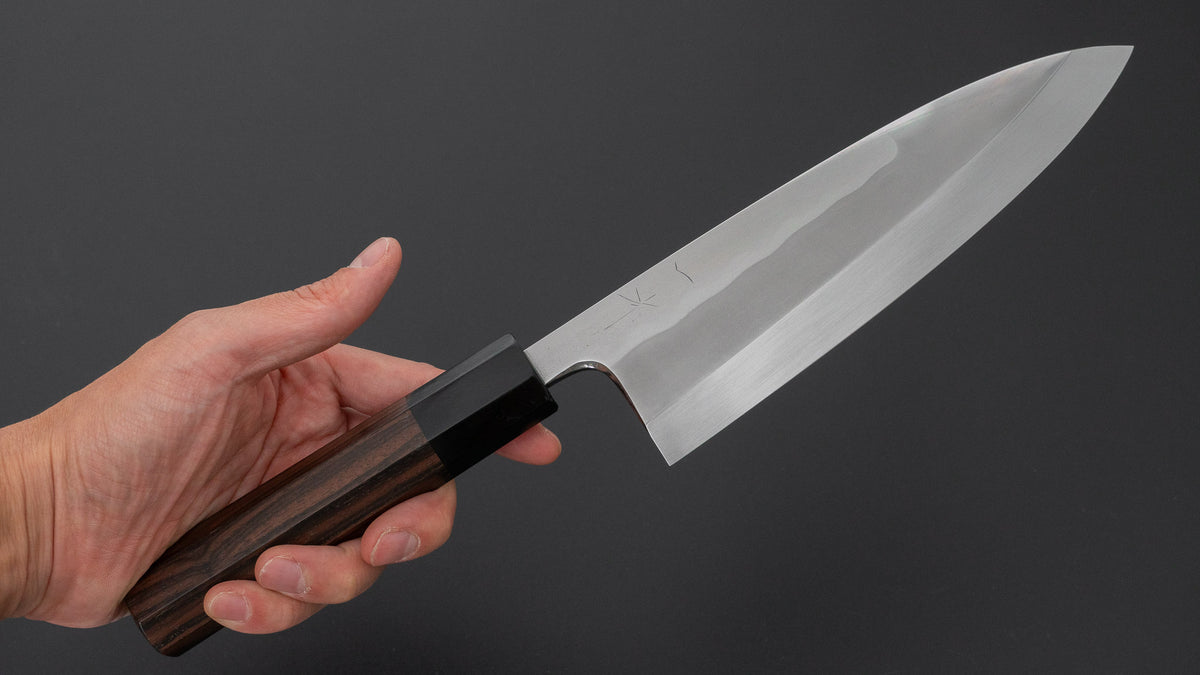 Hitohira Togashi White #1 Notaremon Mizu Honyaki Deba 180mm Taihei Makassar Ebony Handle (#196/ Saya)