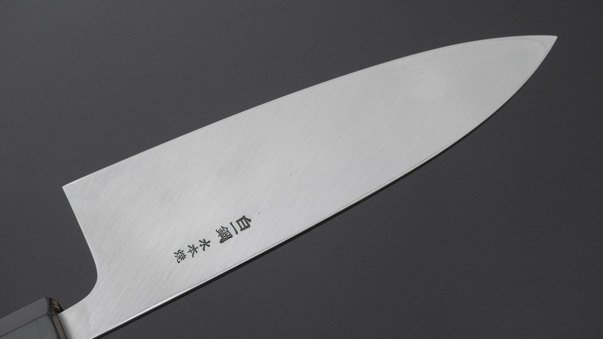 Hitohira Togashi White #1 Notaremon Mizu Honyaki Deba 180mm Taihei Makassar Ebony Handle (#196/ Saya)